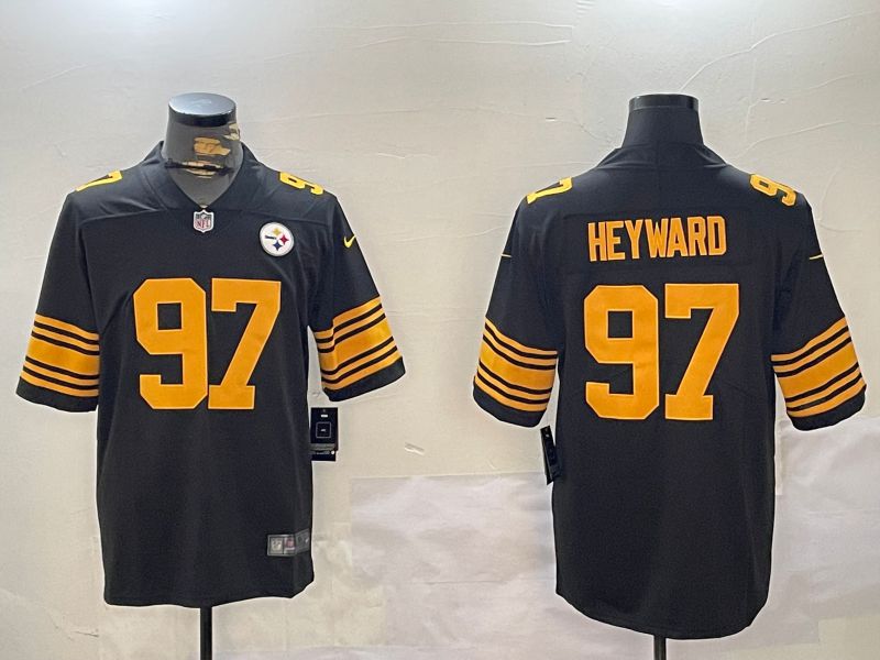 Men Pittsburgh Steelers #97 Heyward Black 2024 Nike Vapor Limited NFL Jersey style 2